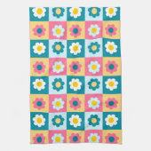 Retro Süße bunte Pastell-Blumen-Muster Geschirrtuch (Vertikal)