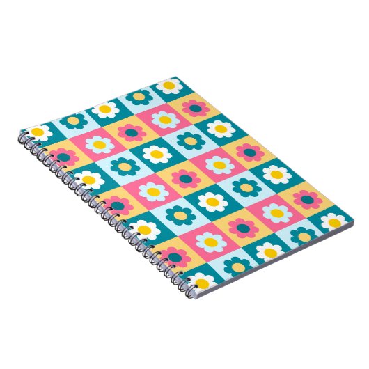 Retro Süße bunte Pastell-Blumen-Muster Notizblock (Rechte Seite)