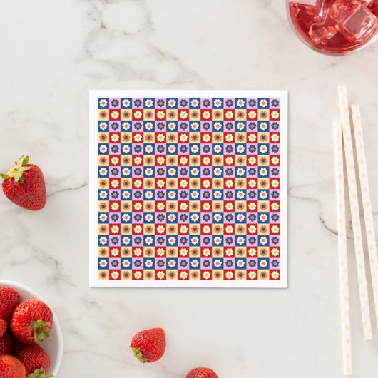 Retro Süße bunte Pastell-Blumen-Muster Serviette (Beispiel)