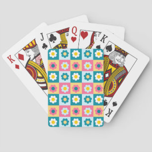 Retro Süße bunte Pastell-Blumen-Muster Spielkarten