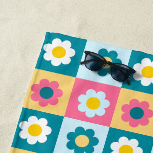 Retro Süße bunte Pastell-Blumen-Muster  Strandtuch