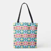 Retro Süße bunte Pastell-Blumen-Muster  Tasche (Rückseite)