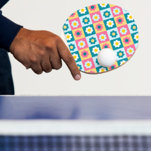 Retro Süße bunte Pastell-Blumen-Muster Tischtennis Schläger