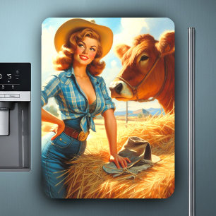 Retro süße Cowgirl-Pin-up Magnet