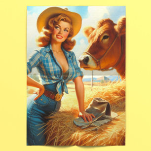 Retro süße Cowgirl-Pin-up Seidenpapier