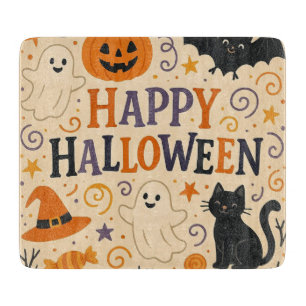 Retro, süße glückliche Halloween-Fledermaus, Geist Schneidebrett
