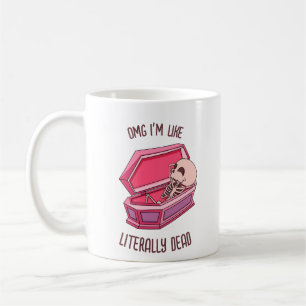Retro Süße Halloween-Skelett "Ich bin tot" Pun-Tas Kaffeetasse