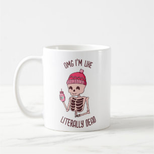 Retro Süße Halloween-Skelett "Ich bin tot" Pun-Tas Kaffeetasse