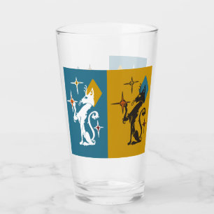 Retro Süße Kätzchen Mid Century Katze Sternenexplo Glas
