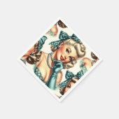 Retro Süße Klassische Pinup Serviette (Ecke)