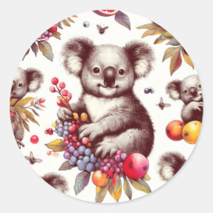 Retro süße Koala-Malerei nahtlos Runder Aufkleber