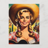 Retro süße Landfrau Postkarte (Vorderseite)