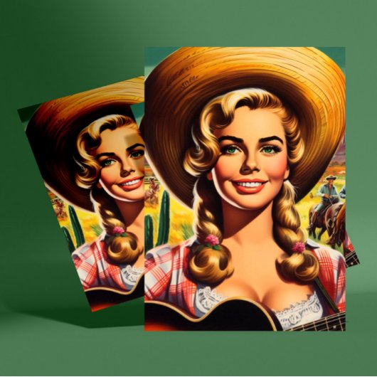 Retro süße Landfrau Postkarte