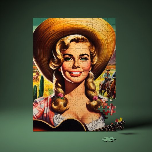 Retro süße Landfrau Puzzle