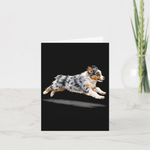 Retro süße laufende Hund Kunst Australian Shepherd Karte