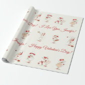 Retro Süße Mädchen Rote Herzen Name Valentinstag Geschenkpapier (Ungerollt)