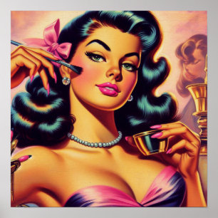 Retro süße Make-up-Girl Poster