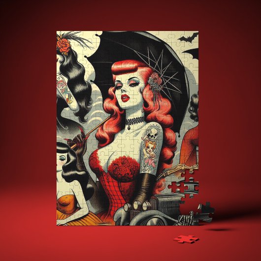 Retro Süße Tätowierte Goth Mädchen Puzzle