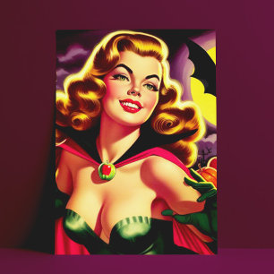 Retro süße Vampir-Pin-up Postkarte