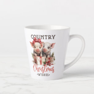 Retro süße zwei Schweine Land-Weihnachtswünsche Milchtasse