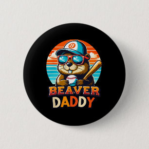 Retro Süßer Biber Daddy Bysebyll Vintage Tier Sp Button