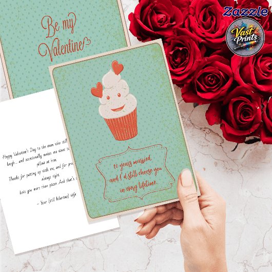 Retro Süßer Cupcake Lustiger Ehemann Valentinstag Karte
