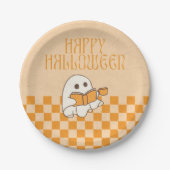 Retro Süßer Geist Frohes Halloween Pappteller (Vorderseite)