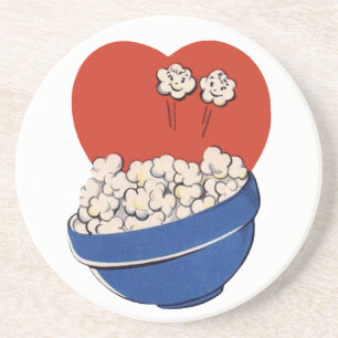 Retro süßer Humor, Schüssel Popcorn fürs Kino! Getränkeuntersetzer