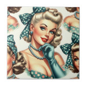 Retro Süßer Klassischer Pin-Up Fliese (Vorderseite)