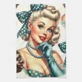 Retro Süßer Klassischer Pinup Geschirrtuch (Vertikal)