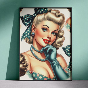Retro Süßer Klassischer Pinup Poster