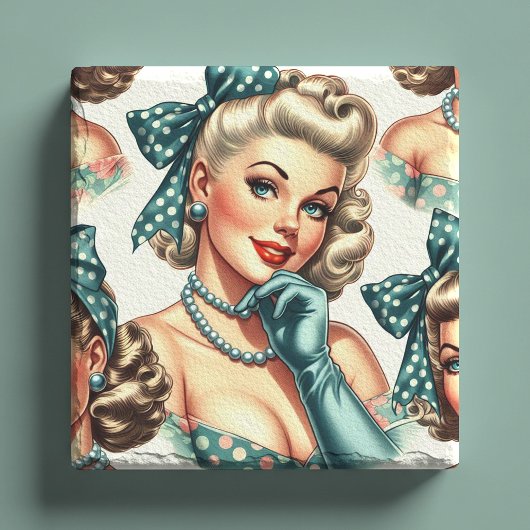 Retro Süßer Klassischer Pinup Steinuntersetzer
