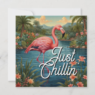 Retro süßer rosa Flamingo tropisches Paradies