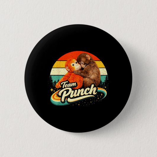 Retro Süßes Baby Äffchen Punch Männer Frauen Button (Vorderseite)