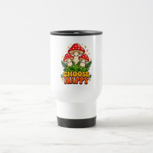 Retro Süßes Cottagecore Pilz Wähle Glücklich Reise Reisebecher