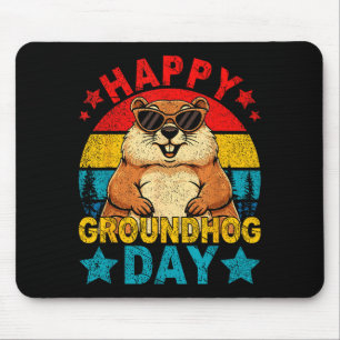 Retro Süßes Waldmurmeltier Frohen Murmeltiertag Ti Mousepad