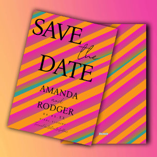Retro-Süßigkeiten Grün Rosa Geometrisch Save-the-D Einladung