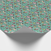 Retro-Süßigkeiten in Teal Geschenkpapier (Ecke)