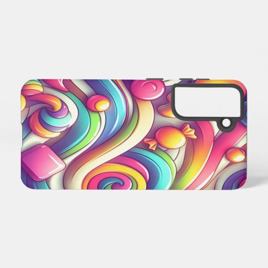 Retro-Süßigkeiten mit mehrfarbigen Cartoon Samsung Galaxy Hülle (Rückseite (Horizontal))