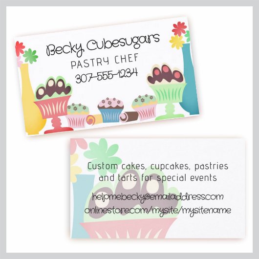 Retro Süßigkeiten Nachspeisen Backwaren Konditorei Visitenkarte