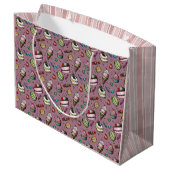 Retro-Süßigkeiten - Rosa Große Geschenktüte (Rückseite Schrägansicht)