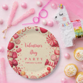 Retro-Süßigkeiten Valentinsfeier Pappteller (Party)