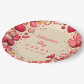 Retro-Süßigkeiten Valentinsfeier Pappteller (Schrägansicht)