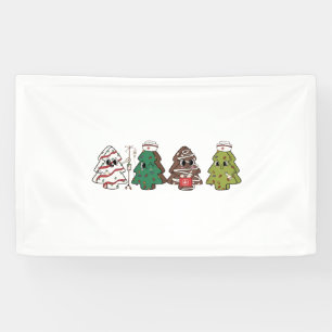 Retro-Süßigkeitenbaum Weihnachten Rosa Schleife Co Banner