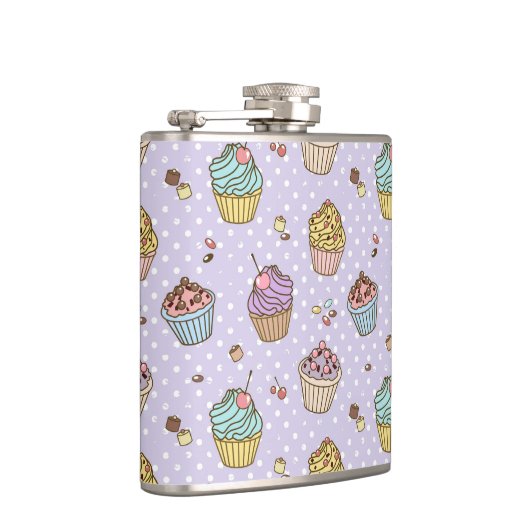 Retro Süßigkeitens-Muster Flachmann (Rechts)