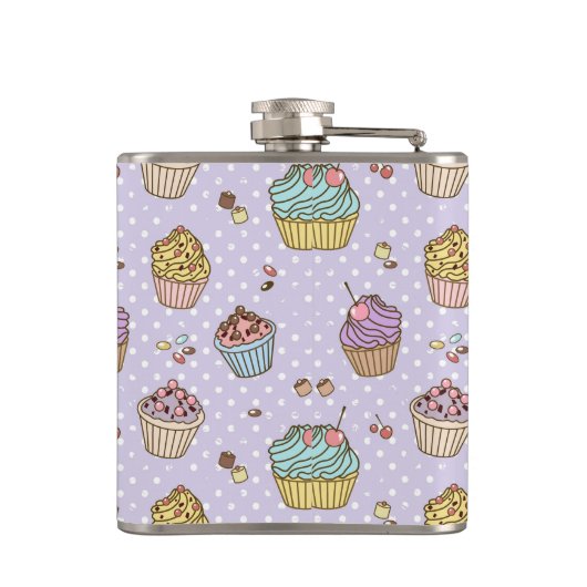 Retro Süßigkeitens-Muster Flachmann (Rückseite)