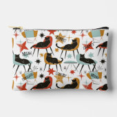 Retro Swanky Black Cat in Atomic MCM Accessory Bag Zubehörtasche (Vorderseite)