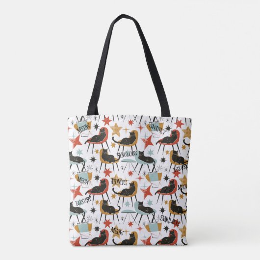 Retro Swanky Black Cat in Atomic MCM Chair Bag Tasche (Rückseite)