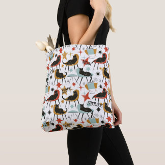 Retro Swanky Schwarze Katze in Atomic MCM Sessel T Tasche