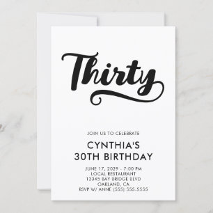 Retro Swash Bold Schrift 30. Geburtstag Einladung